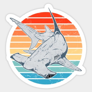 Hammerhead shark retro sunset Sticker